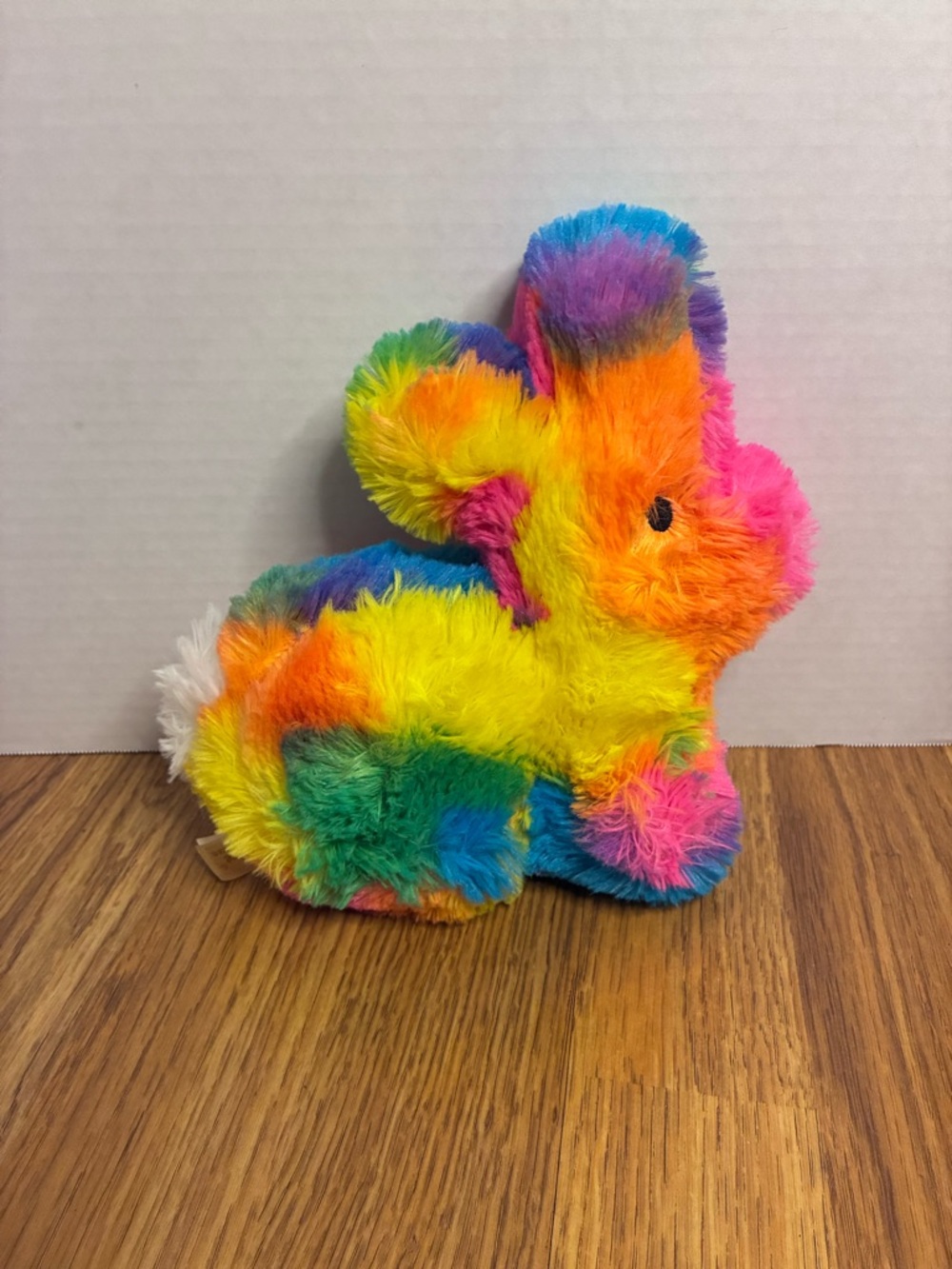 Dan Dee Pink, Blue, Yellow Rainbow Tie Dye Bunny Rabbit Plush Stuffed Animal.